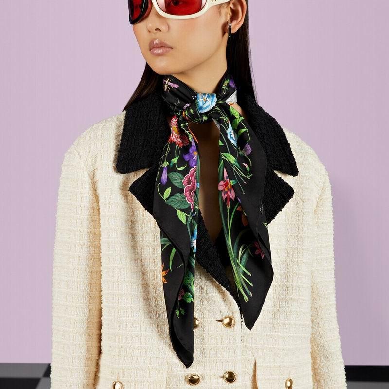 Wholesale       Flora Print Silk Shawl White Ladies square Scarves  10