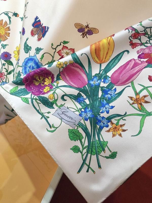Wholesale       Flora Print Silk Shawl White Ladies square Scarves  11