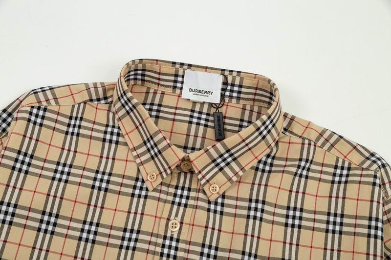 Wholesale          Classic Check Shirt Beige Long Sleeve casual men's shirts 5