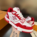 The Newest top  Louis Vuitton Trainer Red Monogram Denim shoes Sports shoes