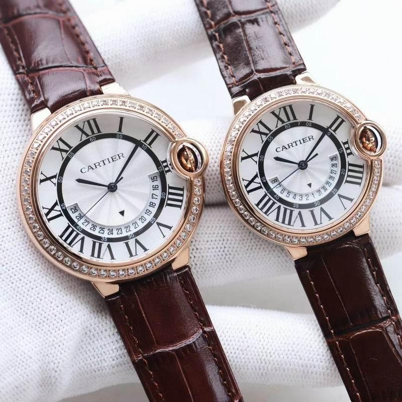 High quality Cartier Quartz women couple Watches leather Waterproof Wristwatch 4