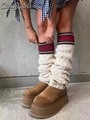 Top Quality UGG Classic Sweater Letter Boot Chestnut Women's Outdoor Snow Boots 
