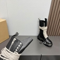 Rick Owens Fashion Canvas Unisex Shoesblack Leather high-top platform sneakers i