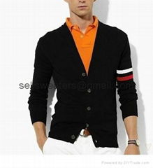 classic design V neck argyle cardigan mens intarsia sweater 