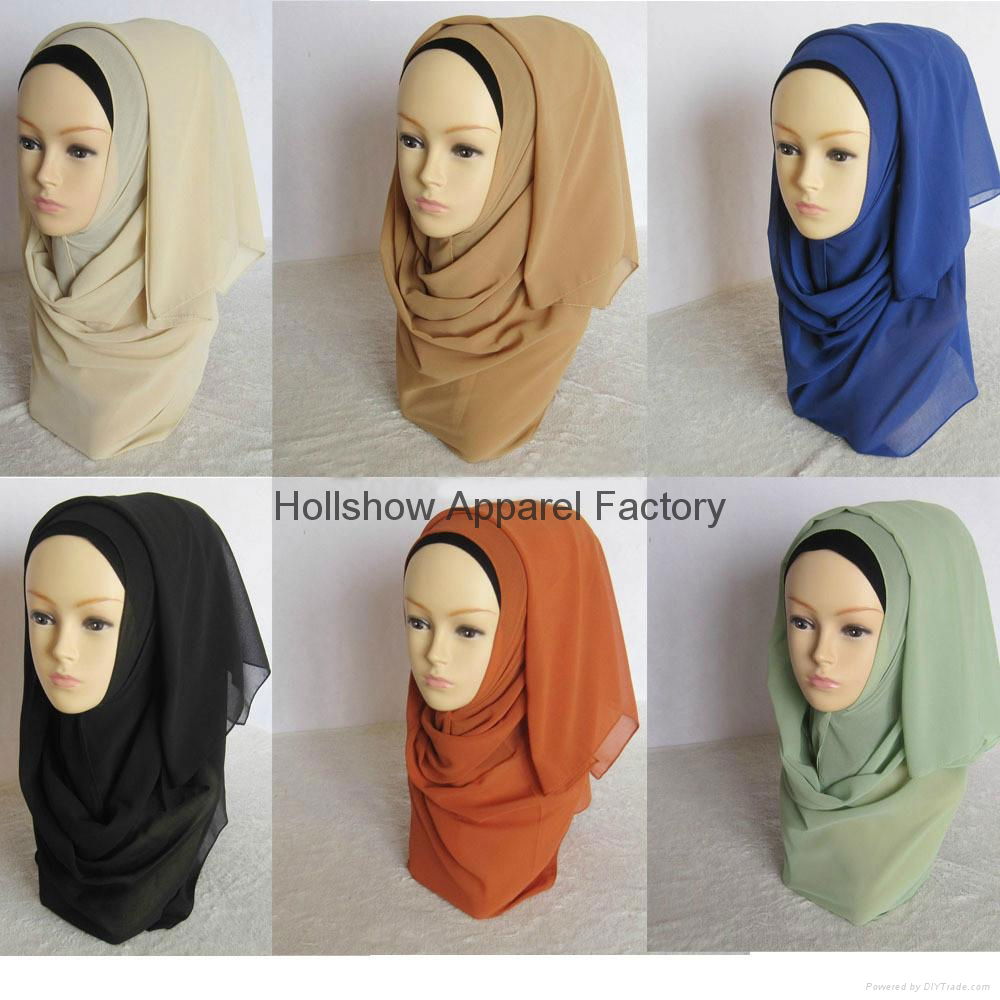 Wholesale Top Quality Plain Chiffon Muslim Hijab Scarf 4