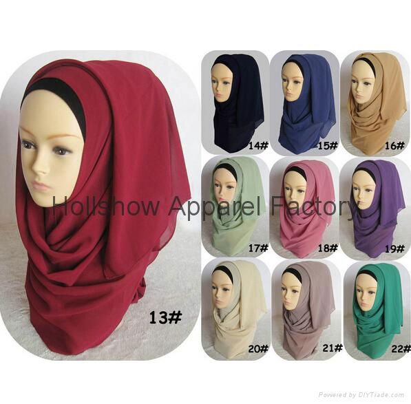 Wholesale Top Quality Plain Chiffon Muslim Hijab Scarf 3