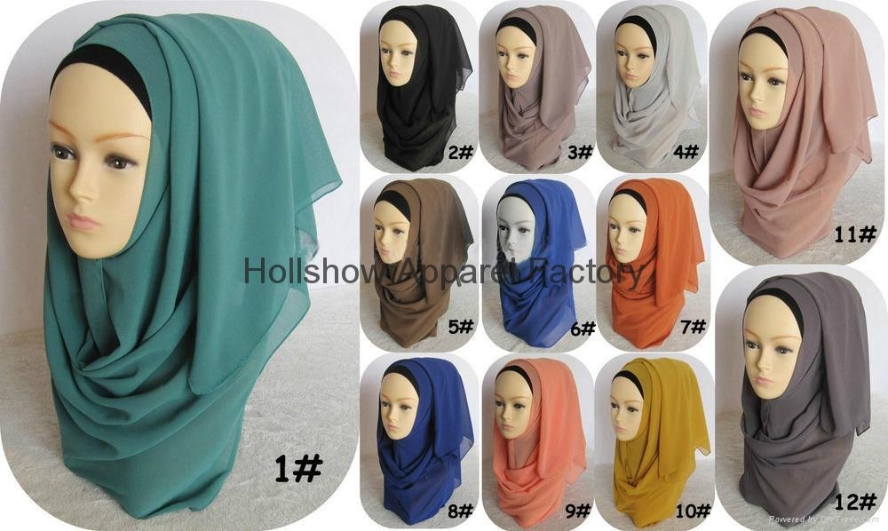 Wholesale Top Quality Plain Chiffon Muslim Hijab Scarf 2