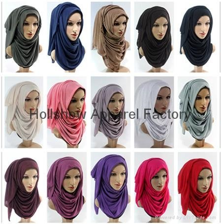 Best Selling Muslim Women Fashion Elastic Plain Cotton Jersey Hijab 