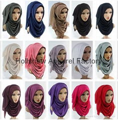 Best Selling Muslim Women Fashion Elastic Plain Cotton Jersey Hijab 