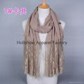 New Style Plain Solid Color Muslim Hijab Lace Scarf 1