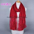 New Style Plain Solid Color Muslim Hijab Lace Scarf 3