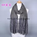 New Style Plain Solid Color Muslim Hijab Lace Scarf 4