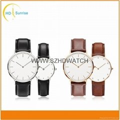  New brand luxury China daniel wellington casual leather watches men dw watches 
