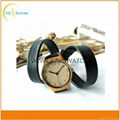 New fashion wooden wrist watch men's bamboo watch with leather strap 3