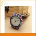 New fashion wooden wrist watch men's bamboo watch with leather strap 1