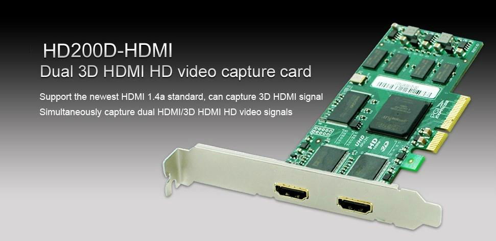 hd 2 ch hdmi video capture card pcie x4 dvr cards 1080P realtime Dual 3D HD200  4