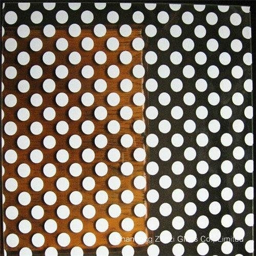 Colored Silk Screened Glass with DOT Line Pattern