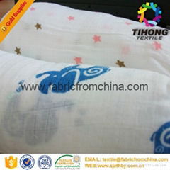 100% cotton printed muslin baby cloth fabric