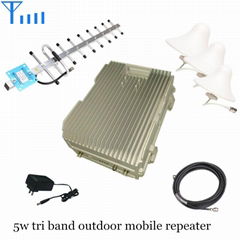 Power 85dB tri band outdoor  2g 3g 4g 900 1800 2100 mhz  mobile signal repeater 