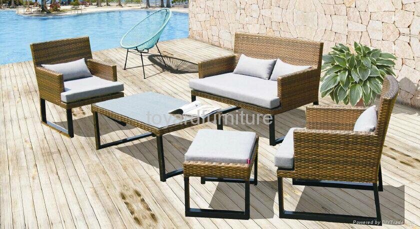Outdoor leisure rattan wicker furniture patio sofa set