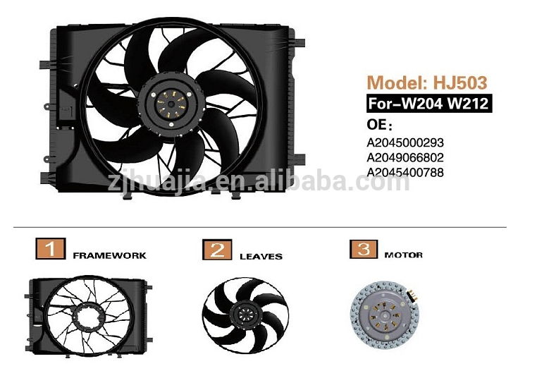 For Mercedes-W204 13V 600W Auto Cooling Fan 3