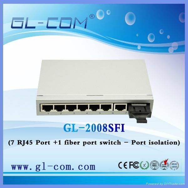 7 fiber +1 RJ45 single port ethernet switch Series- Port isolation