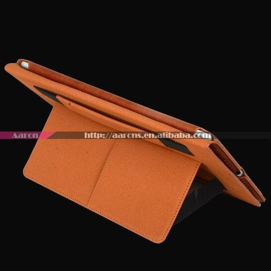 luxury genuine leather book stand cover for ipad tablet case