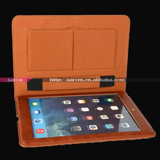 luxury genuine leather book stand cover for ipad tablet case 3