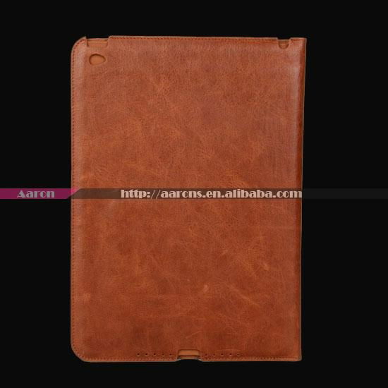 luxury genuine leather book stand cover for ipad tablet case 4