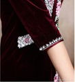 Chinese tradional Vintage Beaded Velvet Cheongsam qipao evening dress 4