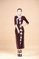 Chinese tradional Vintage Beaded Velvet Cheongsam qipao evening dress 1