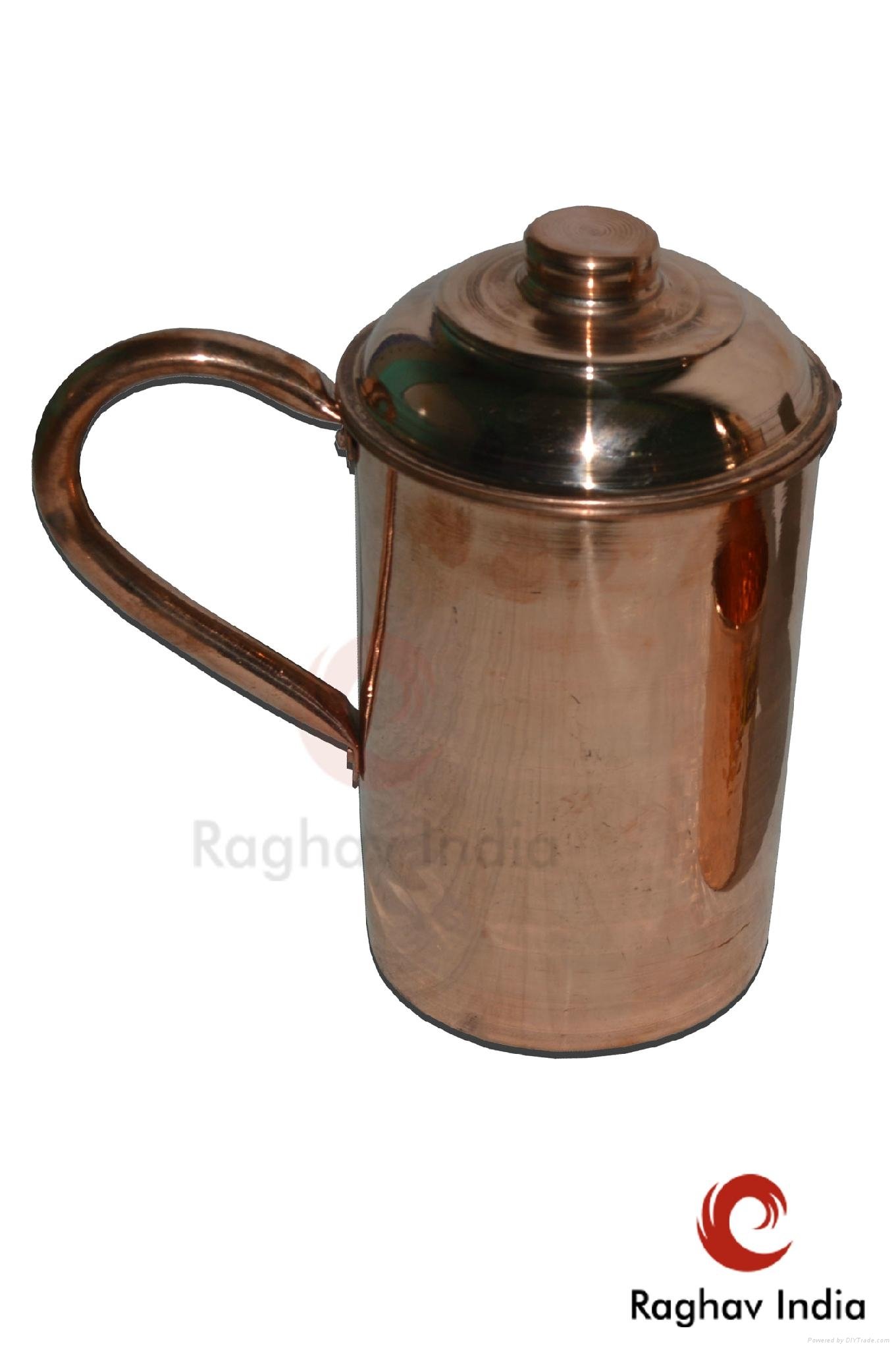  Raghav India 100% Genuine Pure Copper Curved Jug 1.6 Litre Capacity  1