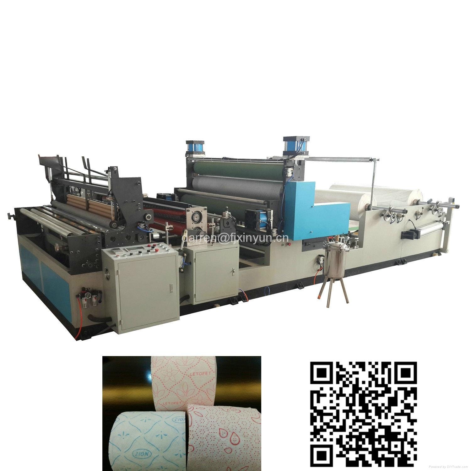 Automatic gluing lamination colored embossing kitchen towel paper making machine