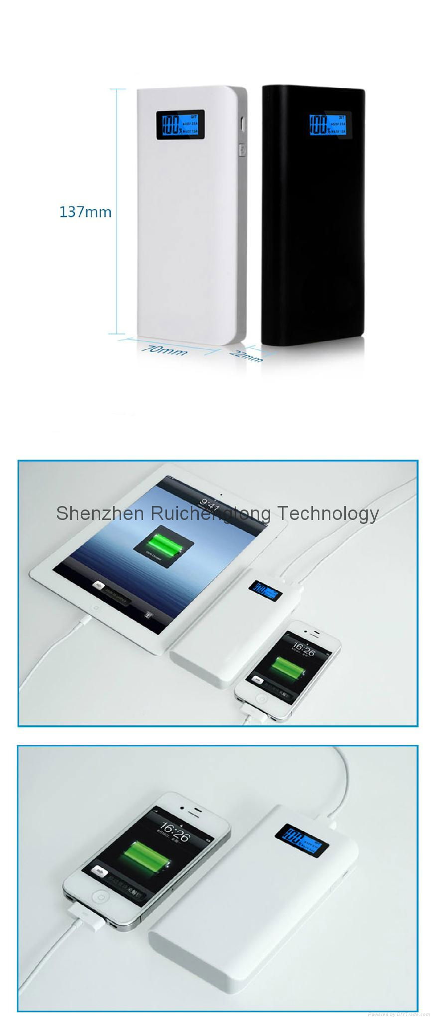 2015 newest high quality LCD display 18650 battery 10000mAh mobile power bank 4