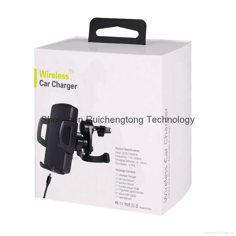 Qi standard sinlge coils mobile smart car charger with holders for smartphones 2