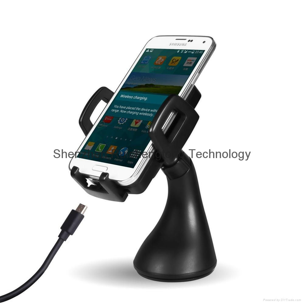 Qi standard sinlge coils mobile smart car charger with holders for smartphones 5