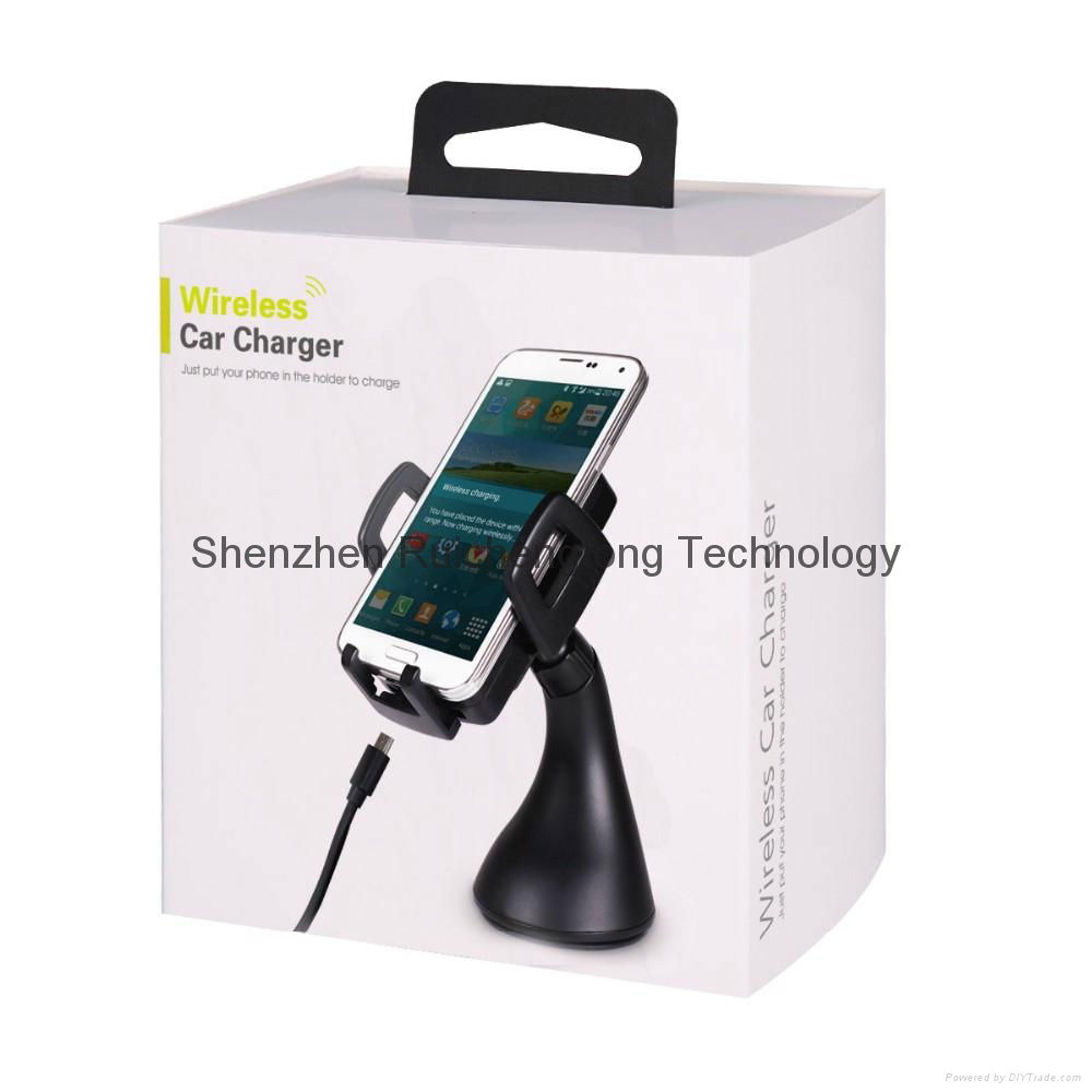 Qi standard sinlge coils mobile smart car charger with holders for smartphones 3