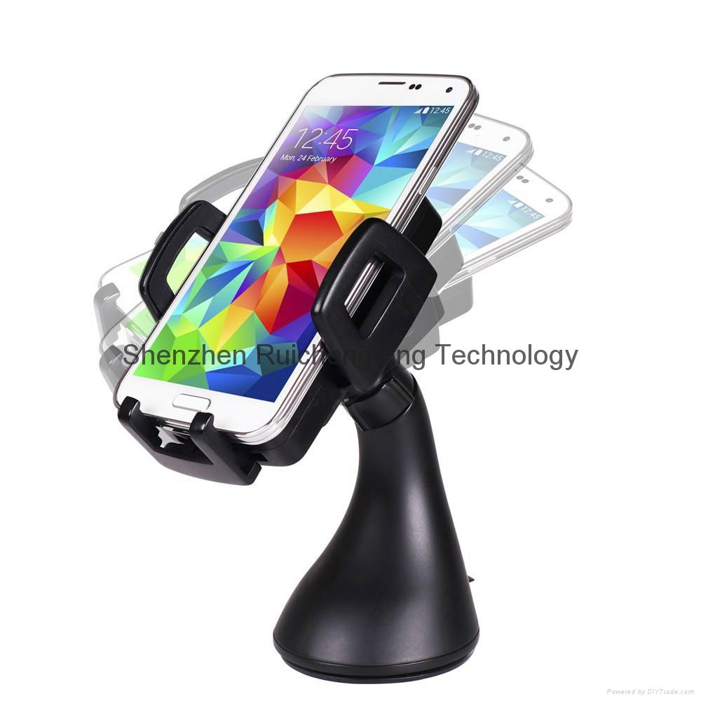 Qi standard sinlge coils mobile smart car charger with holders for smartphones 4