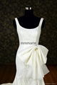 stylish elegant lace sweep train strap U-neck backless mermaid wedding dress