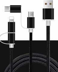 New Aluminium Alloy Micro USB Cable Nylon Braided USB Cable Two In One USB Cable