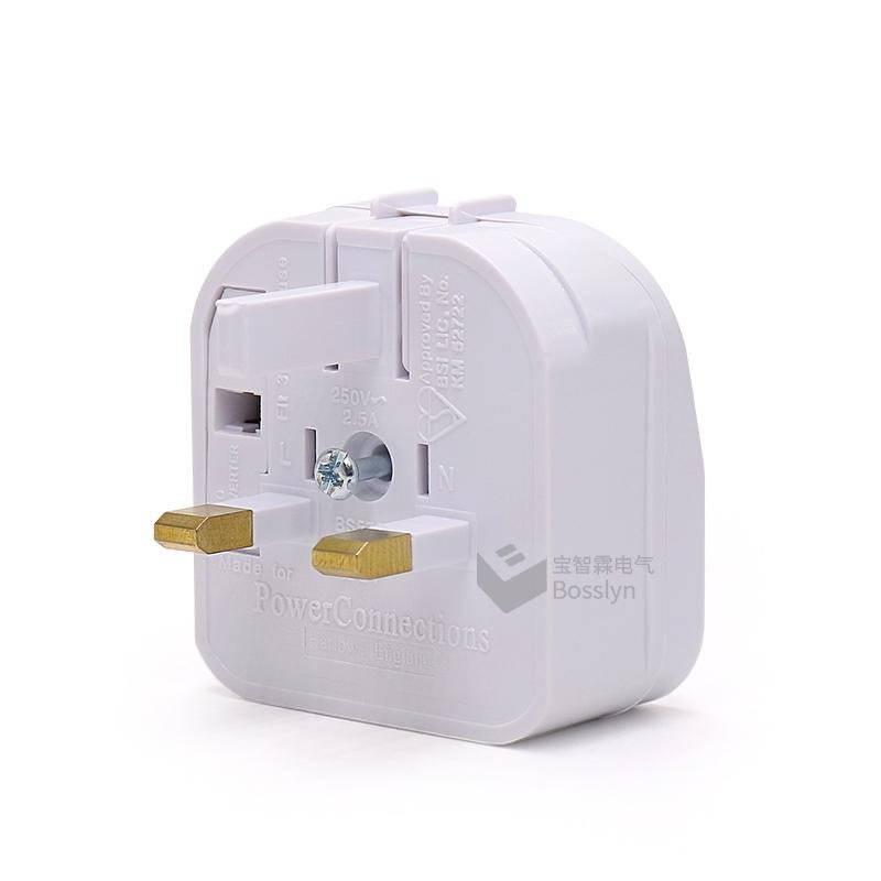 BS5733 EU 2Pin to UK 3 Pin Plug Adapter Power Socket 5Amp Fuse Travel Secure Fit 4