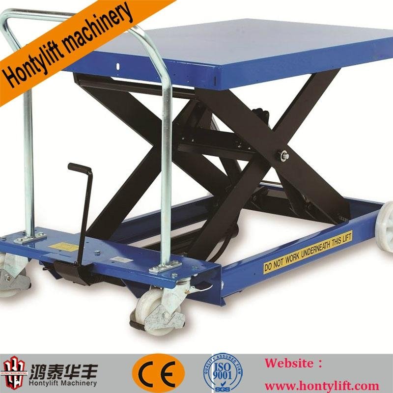 CE china supplier offers 300kg cheap hand hydraulic heavy duty platform trolley