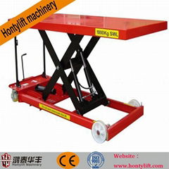 CE china supplier offers 1000kg cheap scissor manual lift trolley portable lift 
