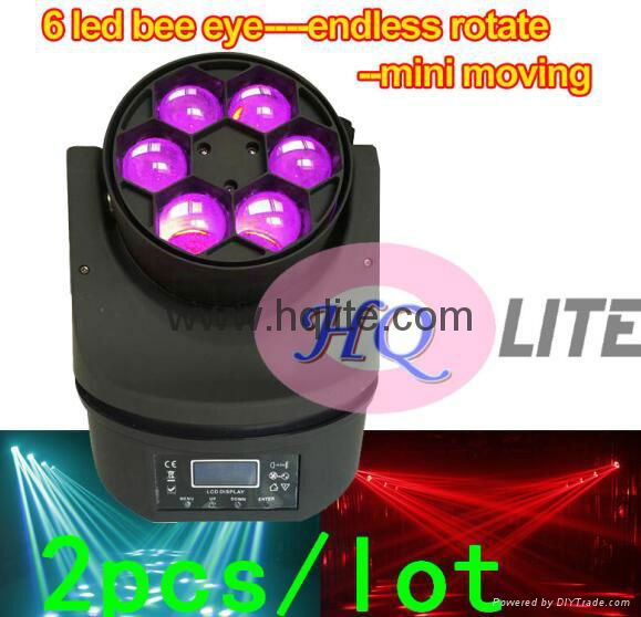 6PCS rgbw LED bee eye mini ZOOM moving head