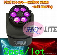 6PCS rgbw LED bee eye mini ZOOM moving head