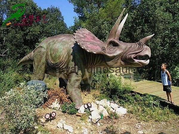 Hot! Animatronic dinosaur large realistic replica for exhibition 8 M Triceratops