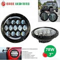 Top New 7" Round Jeep Headlight, 78W Hi/Low Jeep Headlight with H4 H13 Converter