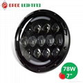 Top New 7" Round Jeep Headlight, 78W Hi/Low Jeep Headlight with H4 H13 Converter 4