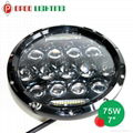 Newest 75W Hi/Low H4 H13 Round 7" Jeep Headlight 4