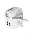 white color usb in car charger, ac adaptor, uk plug type